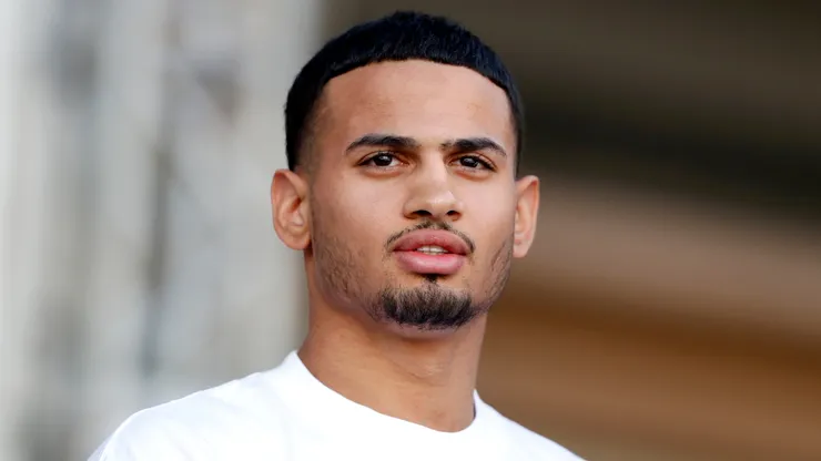 Super lightweight boxer Rolando Romero is seen during a ceremonial weigh-in in Toshiba Plaza at T-Mobile Arena on September 13, 2024.
