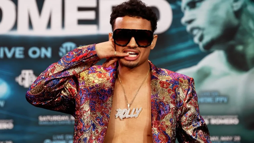 Rolando Romero answers questions during a press conference at Barclays Center on April 07, 2022. (Source: Mike Stobe/Getty Images)