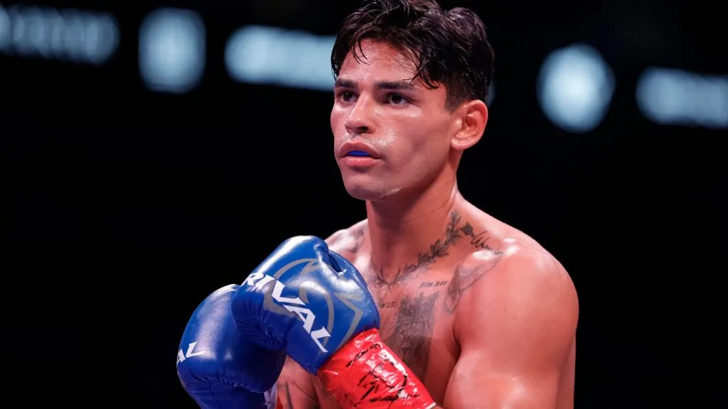 Ryan Garcia looks on while facing Oscar Duarte during their welterweight fight at Toyota Center on December 02, 2023. (Source: Carmen Mandato/Getty Images)