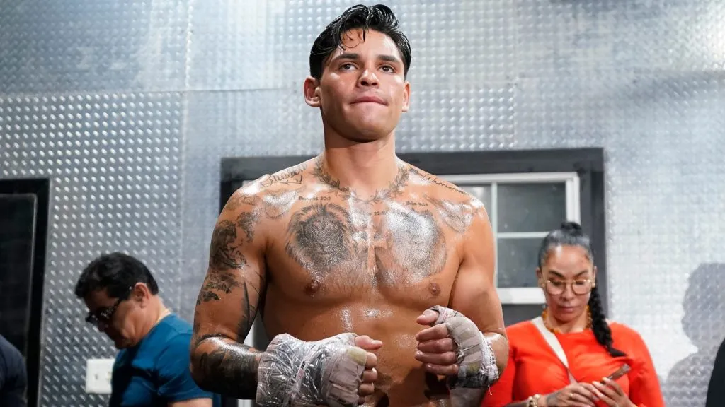 Ryan Garcia in action during a media workout at World Class Boxing Gym on April 09, 2024. (Source: Sam Hodde/Getty Images)