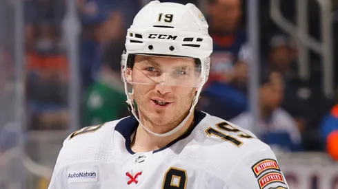 Matthew Tkachuk #19 of the Florida Panthers skates against the New York Islanders at UBS Arena on January 27, 2024 in Elmont, New York.