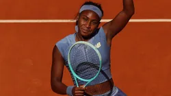 Coco Gauff of the United States celebrates victory in her Women's Singles Semi-Final match against Iga Swiatek of Poland on Day Ten of the Mutua Madrid Open at La Caja Magica on May 01, 2025 in Madrid, Spain.