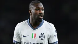 Marcus Thuram of FC Internazionale Milano looks on during the UEFA Champions League 2024/25 Semi Final First Leg against Barcelona.