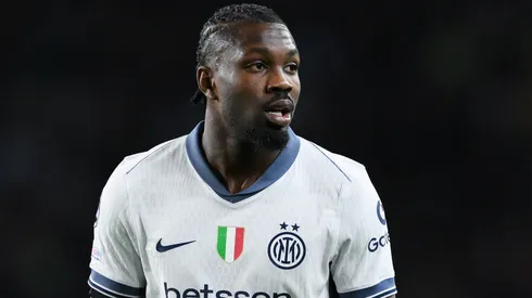 Marcus Thuram of FC Internazionale Milano looks on during the UEFA Champions League 2024/25 Semi Final First Leg against Barcelona.