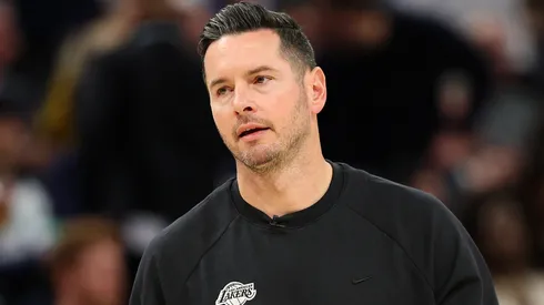 Head coach JJ Redick of the Los Angeles Lakers reacts.