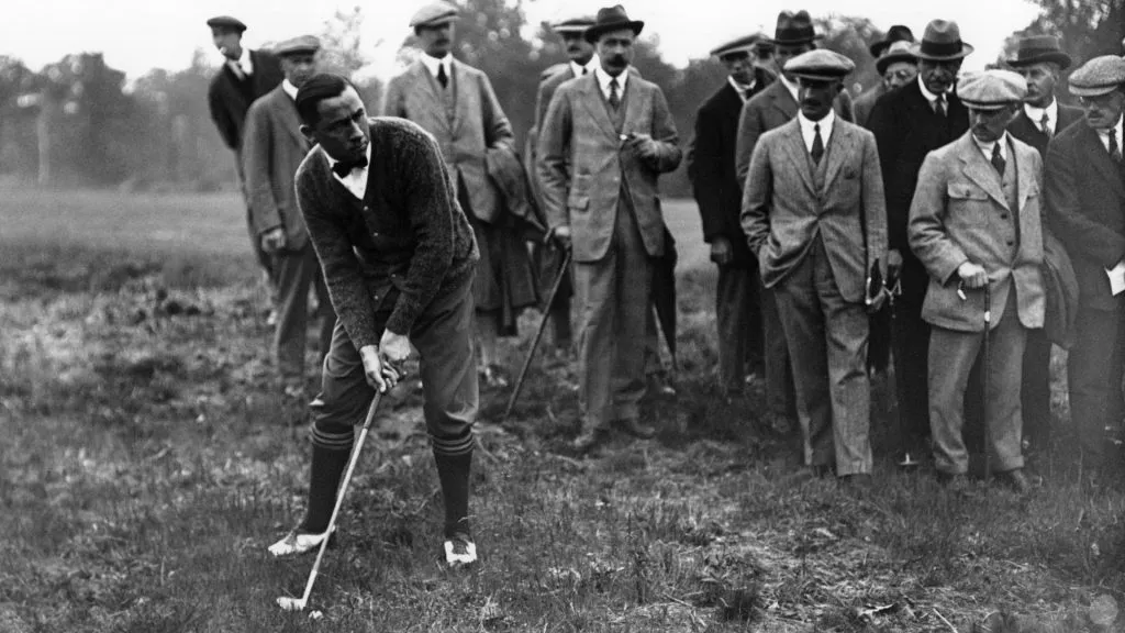 Walter Hagen of the United States in action during a golf match between England and America in 1920. (Source: Allsport Hulton/Archive)