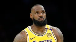 LeBron James #23 of the Los Angeles Lakers tosses the ball back during a 103-96 loss to the Minnesota Timberwolves.