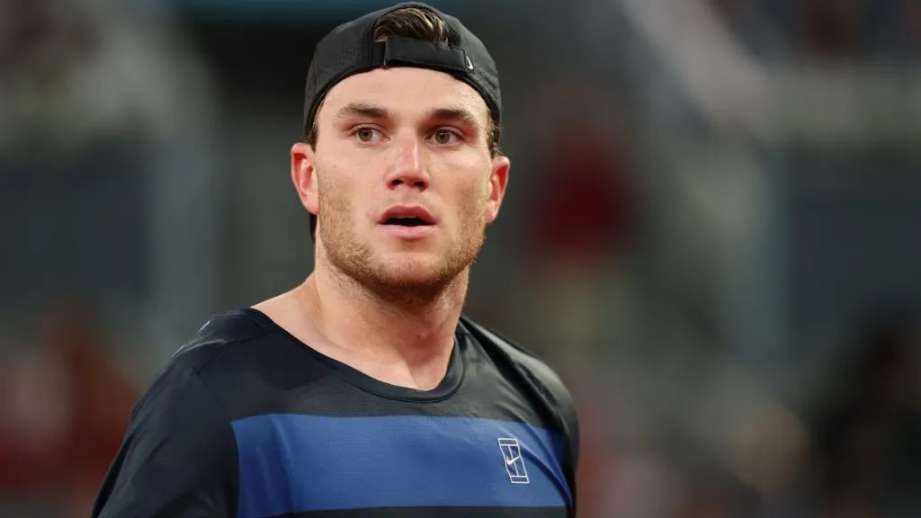 Jack Draper during a Madrid Open match against Lorenzo Musetti