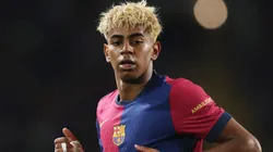 Lamine Yamal of FC Barcelona looks on during the UEFA Champions League 2024/25 Semi Final First Leg match against Inter Milan.