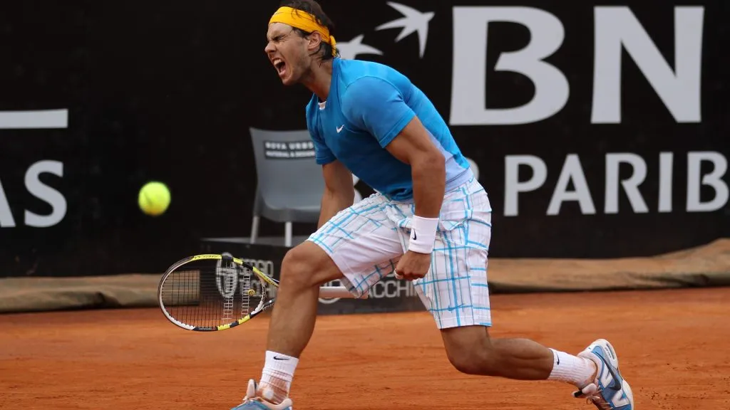 Rafael Nadal of Spain celebrates defeating Ernests Gulbis of Latvia during day seven of the ATP Masters Series – Rome. (Julian Finney/Getty Images)