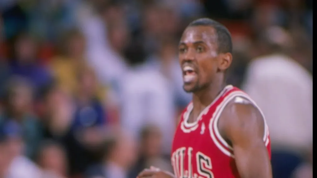 Guard Craig Hodges of the Chicago Bulls looks on.