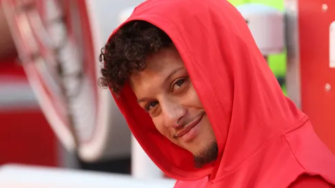 Patrick Mahomes #15 of the Kansas City Chiefs is seen on the field prior to a game against the New Orleans Saints at GEHA Field at Arrowhead Stadium on October 07, 2024 in Kansas City, Missouri.