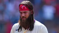 Brandon Marsh #16 of the Philadelphia Phillies looks on after striking out in the bottom of the eighth inning against the New York Yankees at Citizens Bank Park on July 31, 2024 in Philadelphia, Pennsylvania. The Yankees defeated the Phillies 6-5.