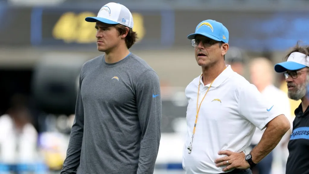 Justin Herbert and Jim Harbaugh