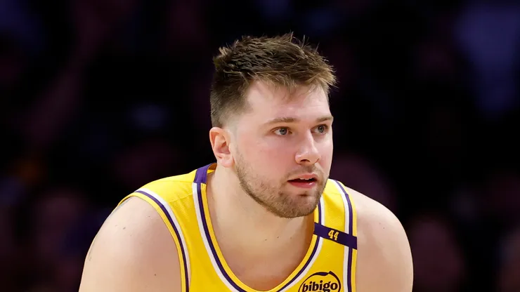 Luka Doncic #77 of the Los Angeles Lakers dribbles during a 103-96 loss to the Minnesota Timberwolves in Game Five of the Western Conference First Round NBA Playoffs
