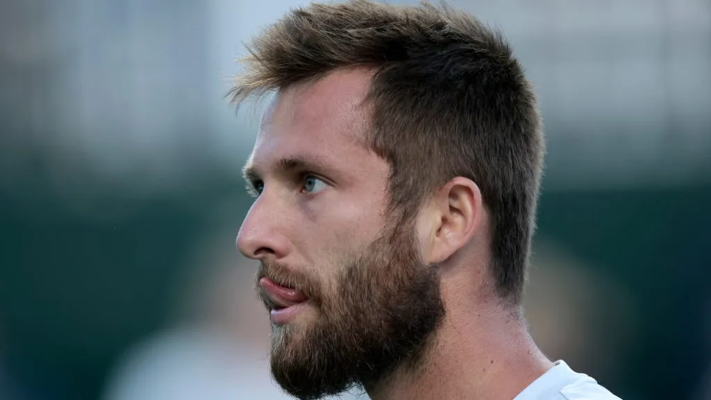 Corentin Moutet reacts during an Indian Wells game