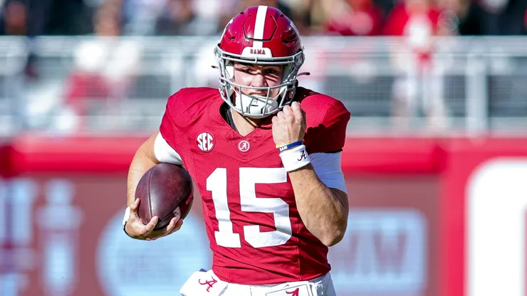 Ty Simpson #15 of the Alabama Crimson Tide
