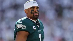 Jalen Hurts #1 of the Philadelphia Eagles looks on during the second half against the Cincinnati Bengals at Paycor Stadium on October 27, 2024 in Cincinnati, Ohio.