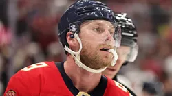 Sam Bennett #9 of the Florida Panthers skates off the ice during the second period against the Tampa Bay Lightning in Game Three of the First Round of the 2025 Stanley Cup Playoffs at Amerant Bank Arena on April 26, 2025 in Sunrise, Florida.