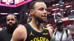 Stephen Curry #30 of the Golden State Warriors reacts after defeating the Houston Rockets 103-89 in Game Seven of the Western Conference First Round NBA Playoffs at Toyota Center on May 04, 2025 in Houston, Texas.