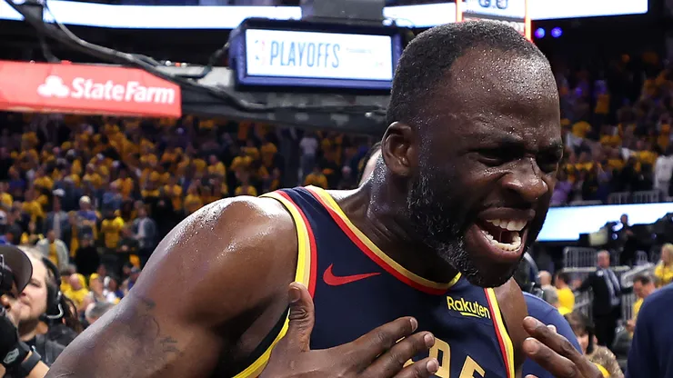 Draymond Green #23 of the Golden State Warriors celebrates after defeating the Houston Rockets