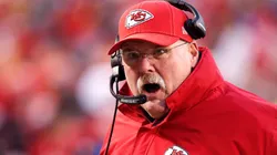 Head coach Andy Reid of the Kansas City Chiefs reacts late in the second half against the Tennessee Titans in the AFC Championship Game at Arrowhead Stadium on January 19, 2020 in Kansas City, Missouri.
