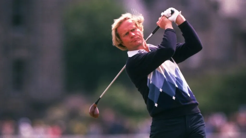 Jack Nicklaus of the USA drives down the fairway during the British Open in 1978. (Source: Steve Powell/Allsport)