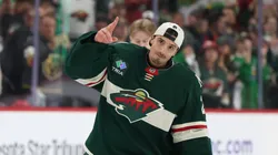 Marc-Andre Fleury #29 of the Minnesota Wild reacts after losing to the Vegas Golden Knights 3-2 in Game Six of the First Round of the 2025 Stanley Cup Playoffs at Xcel Energy Center on May 01, 2025 in St Paul, Minnesota.