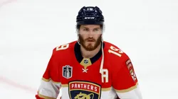 Matthew Tkachuk #19 of the Florida Panthers warms up prior to Game Four of the 2023 NHL Stanley Cup Final against the Vegas Golden Knights at FLA Live Arena on June 10, 2023 in Sunrise, Florida.