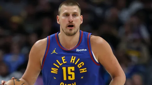 Nikola Jokic #15 of the Denver Nuggets plays the Los Angeles Clippers in the first quarter during Game One of the First Round of the NBA Playoffs at Ball Arena on April 19, 2025 in Denver, Colorado.