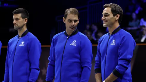 Novak Djokovic, Rafael Nadal and Roger Federer at the 2022 Laver Cup.