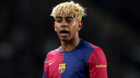 Lamine Yamal of FC Barcelona during the UEFA Champions League 2024/25 Semi Final First Leg match between FC Barcelona and FC Internazionale Milano.