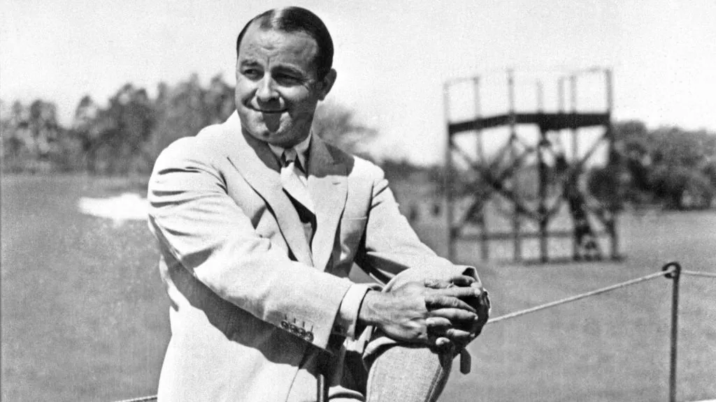 Gene Sarazen in 1935 after hitting the “Shot Heard ‘Round the World”. (Source: @TheMasters)