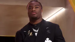 Quarterback Jalen Milroe of Alabama walks onto the stage during the first round of the 2025 NFL Draft at Lambeau Field on April 24, 2025 in Green Bay, Wisconsin.