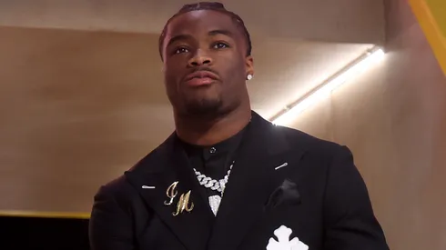 Quarterback Jalen Milroe of Alabama walks onto the stage during the first round of the 2025 NFL Draft at Lambeau Field on April 24, 2025 in Green Bay, Wisconsin.