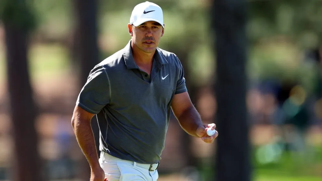 Brooks Koepka of the United States reacts to his putt on the seventh green during the final round of the 2023 Masters Tournament at Augusta National Golf Club. (Source: Andrew Redington/Getty Images)