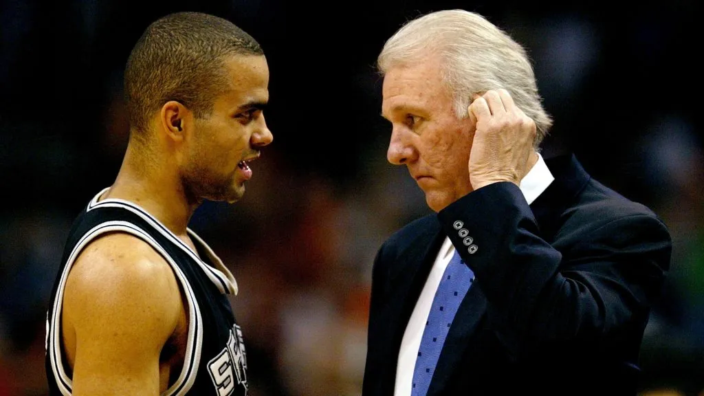 Tony Parker and Gregg Popovich