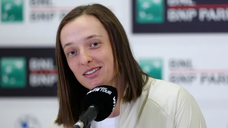 Iga Swiatek speaking to the press ahead of Rome