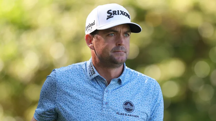 Keegan Bradley of the United States follows his shot from the sixth tee during the first round of the RBC Heritage 2025 at Harbour Town Golf Links on April 17, 2025.