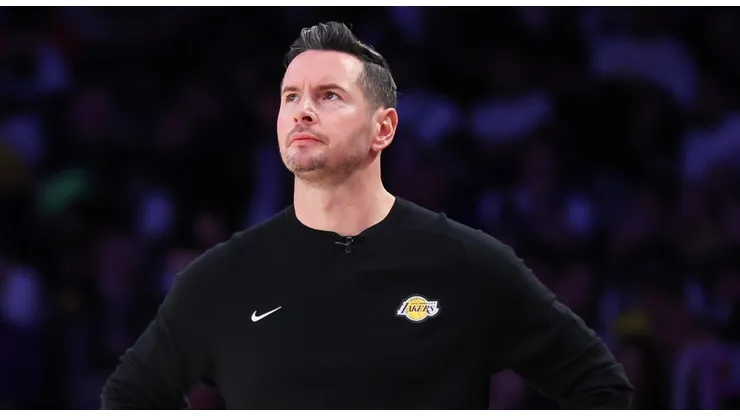 Head coach JJ Redick of the Los Angeles Lakers looks on in the second half against the Phoenix Suns at Crypto.com Arena on March 16, 2025 in Los Angeles, California.