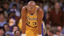 Kareem Abdul-Jabbar playing for the Los Angeles Lakers in 1987.