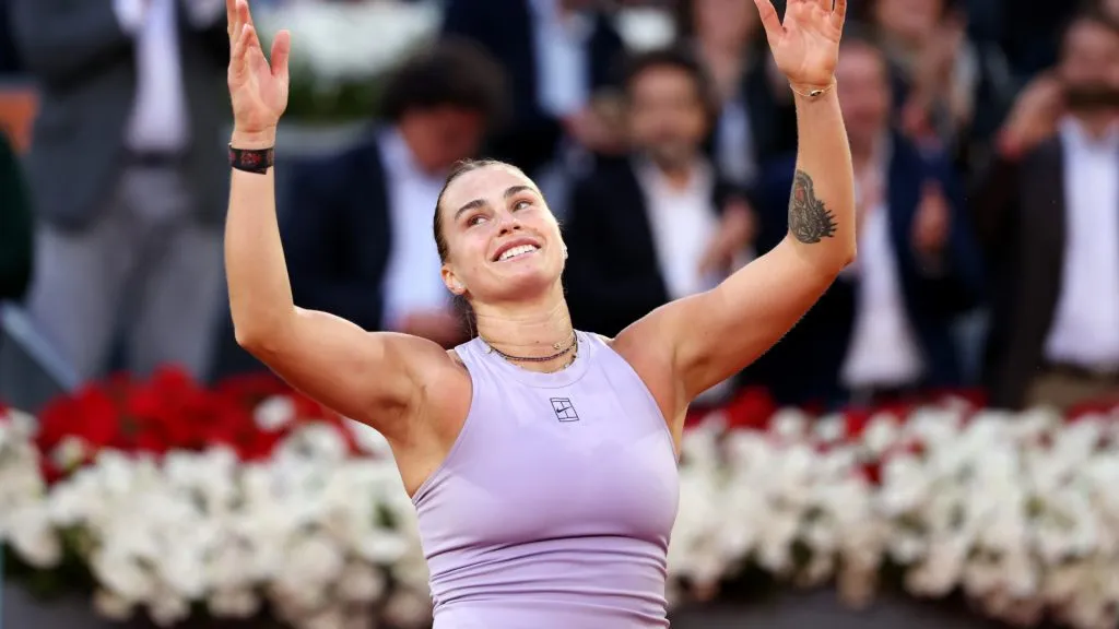 Aryna Sabalenka celebrates her Madrid Open win (Getty Images)