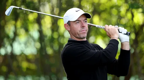 Rory McIlroy of Northern Ireland plays his shot from the third tee during the Pro Am event prior to the Truist Championship 2025 at The Wissahickon at Philadelphia Cricket Club on May 07, 2025.