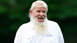 John Daly of the United States smiles on the 10th hole during the first round of the Insperity Invitational at The Woodlands Golf Club on May 4, 2024.