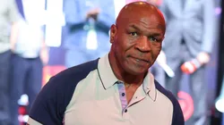 Former Heavyweight Champion Mike Tyson looks on at the Manhattan Center at the weigh in for the Fatal Fury fight card in Times Square on May 01, 2025 in New York City.