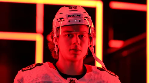 Connor Bedard #98 of the Chicago Blackhawks makes his way to the locker room after warmups before the game against the Seattle Kraken at Climate Pledge Arena on December 14, 2023 in Seattle, Washington.