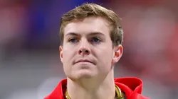 Will Howard #18 of the Ohio State Buckeyes walks the field prior to the 2025 CFP National Championship against the Notre Dame Fighting Irish at the Mercedes-Benz Stadium on January 20, 2025 in Atlanta, Georgia.