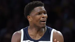 Anthony Edwards reacts in the third quarter vs the Lakers in the NBA Playoffs on April 22, 2025.