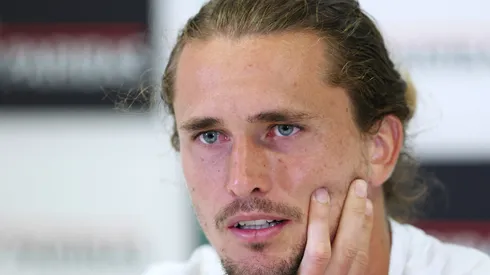 Alexander Zverev speaks during a press conference.