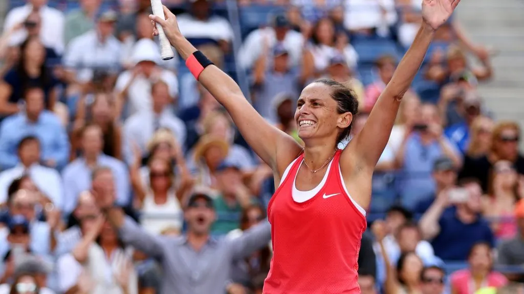 Vinci celebrates her victory over Serena Williams (Clive Brunskill/Getty Images)